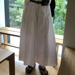 Benji Women's Cotton Long Shirred String Summer Free Skirt