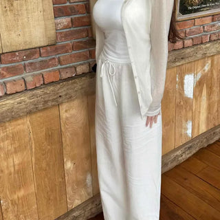 Riche Button Plain Loose Fit Long Sleeve Daily Cardigan
