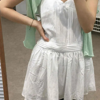 Pintuck Plain Strap Sleeveless Daily Mini Dress