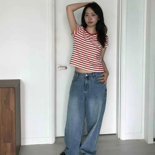Seya Washed Button Wide Loose Fit Daily Long Pants