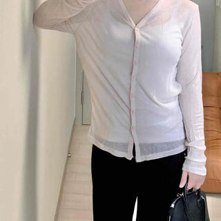 Romi Button Plain Slim Fit Long Sleeve Daily Cardigan