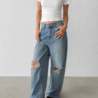 Ripped wide-leg jeans