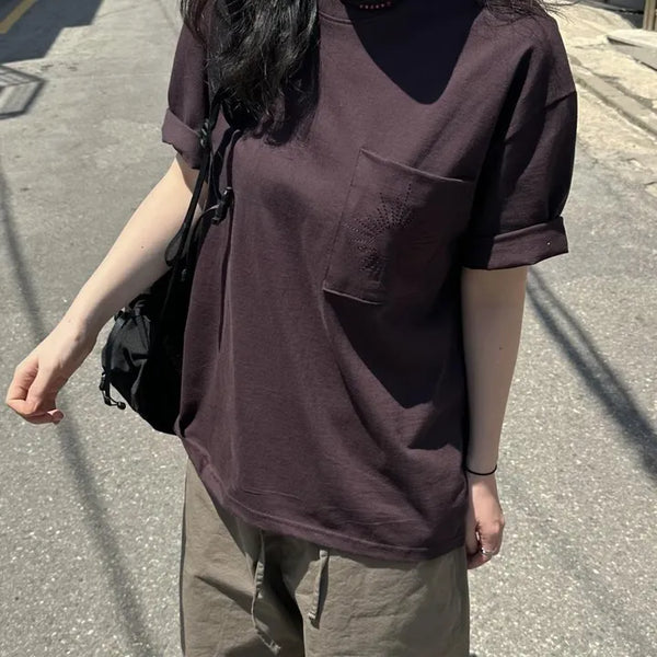 [UNISEX] Moi Sun Embroidered Pocket Short Sleeve Tee