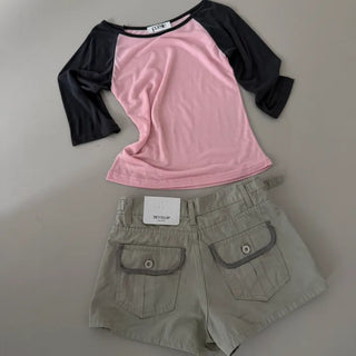 Blur Tencel Contrast Raglan Sleeveless T-shirt
