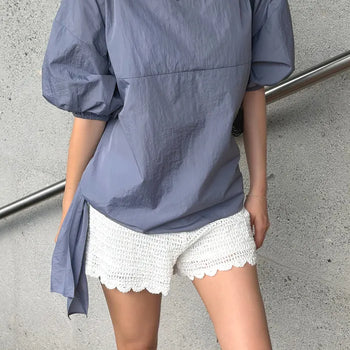 100% Nylon Feather Ribbon Tie Blouse