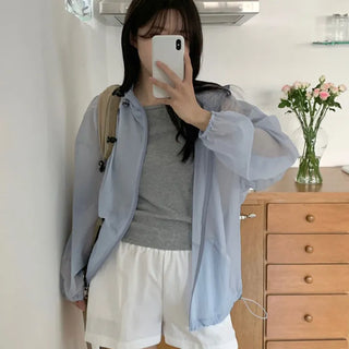 Until Midsummer! Oversized Hooded Windbreaker Jacket