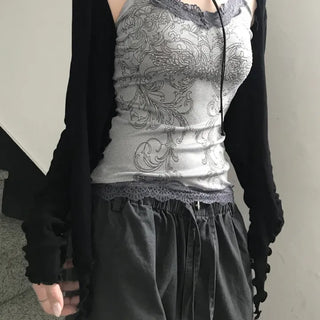 Y2K Renaissance Romantic Cubic Lace Sleeveless