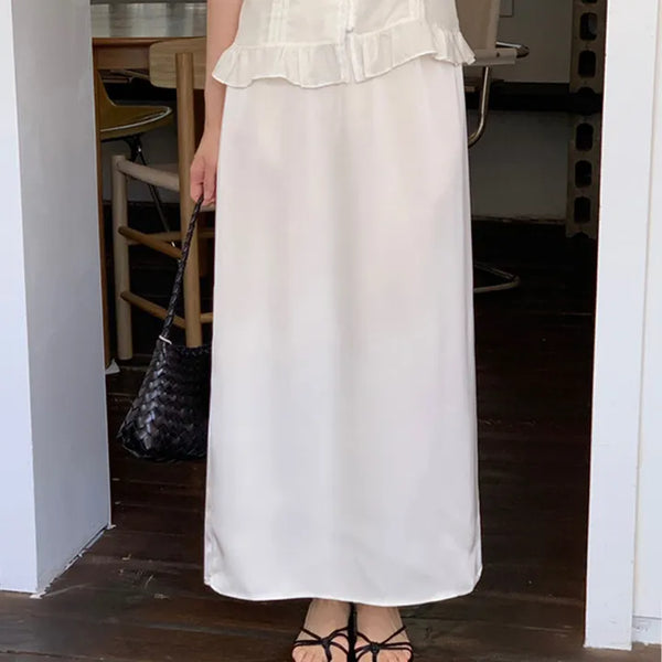 Silk Satin Long Skirt