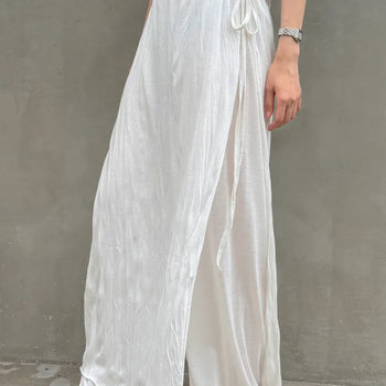 Crinkled Elegant Skirt Pants Two-Piece Set