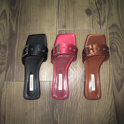 Satin Buckle Slippers