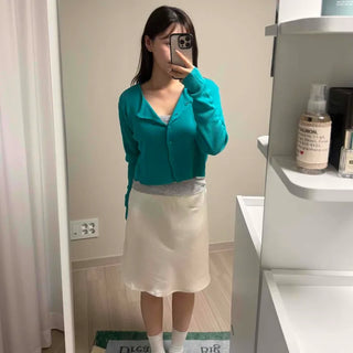 Illy Button Round Ribbed Cardigan