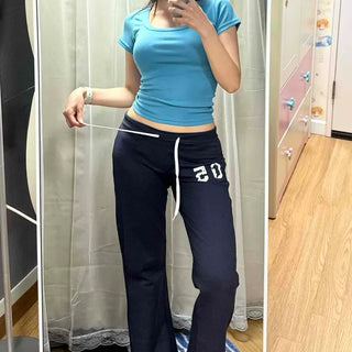 String Contrast Straight Loose Fit Daily Training Bottoms