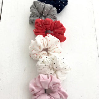 (8 Colors) Cotton Dot Scrunchie, Polka Dot Hair Crust, Hair Tie