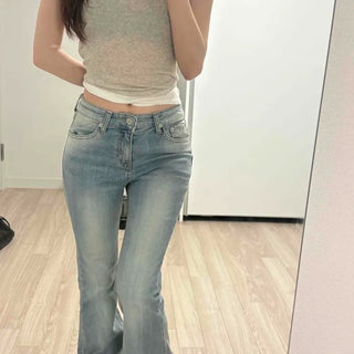 Light Blue Apple Stretch Bootcut Denim Pants