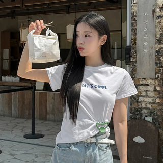 That's Cool Heart Print Short Sleeve T-shirt