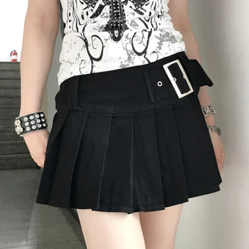 Y2K Nanika Buckle Pleated Skirt (2 colors)