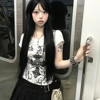 Y2K Ray Blackwing Gothic Punk Short Sleeve