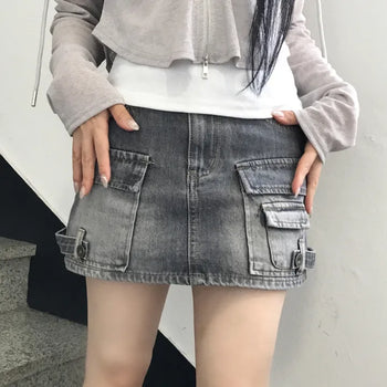 Vera Vintage Flap Cargo Washed Skirt (3 colors)