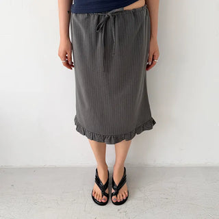 Stripe frill middle skirt   Pinterest summer elastic ribbon skirt