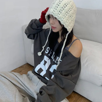 New Gel Flower Punching Knit Beanie