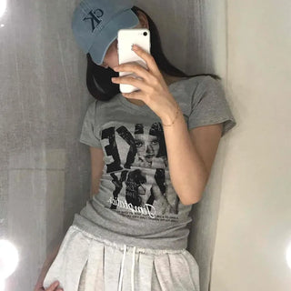 Lady Vintage Print Short Sleeve T-shirt
