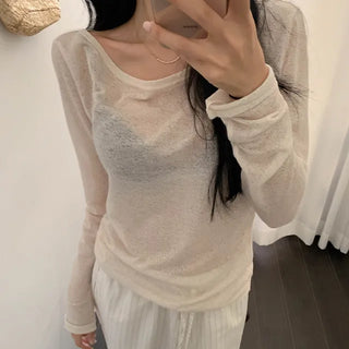 *Salant Item* See-through long-sleeve knit T-shirt