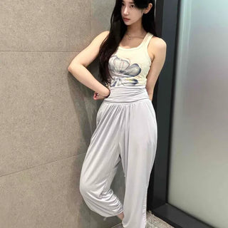 Shirred Slit Yoga Training Pants