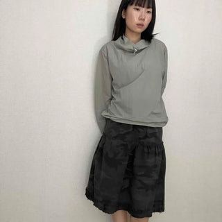 Camo A-line Double Shirred Midi Skirt