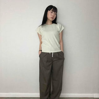 Pintuck String Stripe Wide Loose Fit Slacks