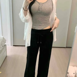 Slim Fit Button Fitted Plain Daily Sleeveless