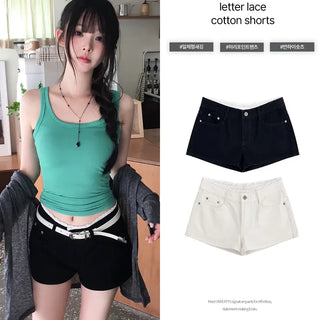 Letter Lace Cotton Shorts
