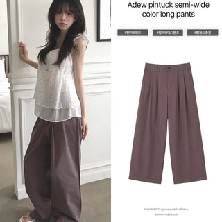 Adieu Pintuck Semi-Wide Colored Long Pants