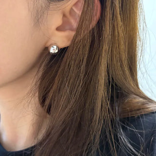 Round One-Touch Silver Earrings 1.2cm
