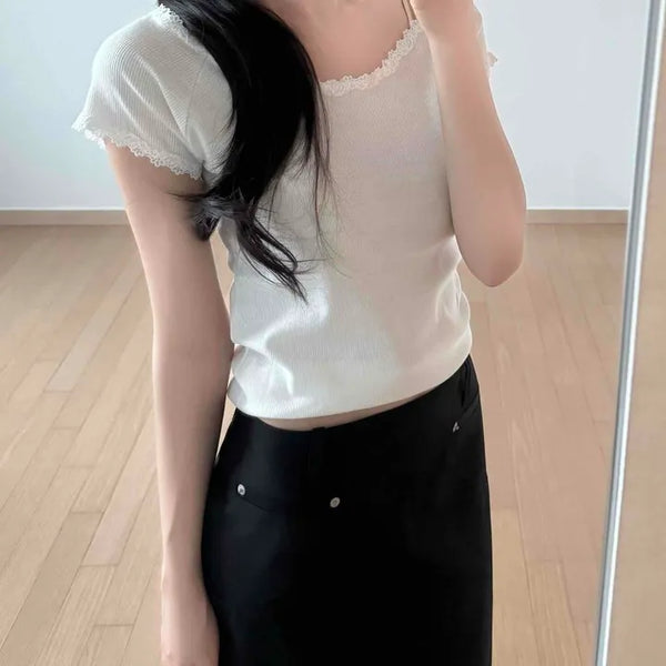 Kina Raglan Frill Neck way T-shirt