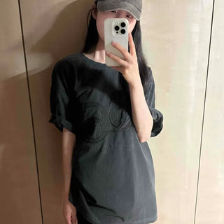Seji Washed Oversized Loose Fit Daily Short Sleeve T-shirt