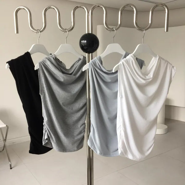 Lush One-shoulder Off-shoulder Shirred Tee Boat Neck Drape Short Sleeve Tee Wedding Guest Look