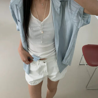 Sein Satin Striped Short Sleeve Shirt