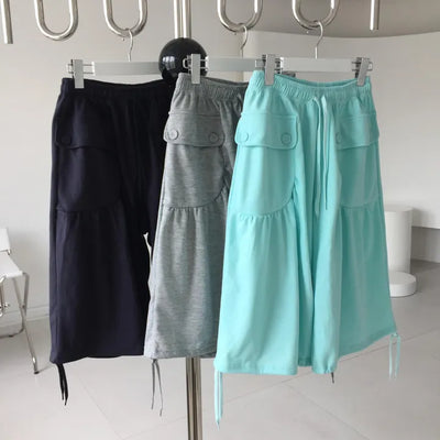 Pocket 3/4 length coconut elastic Bermuda shorts Capri tracksuit harem pants