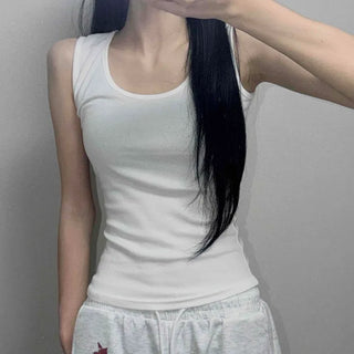 Slim Fit Fitted Plain Basic Daily Sleeveless