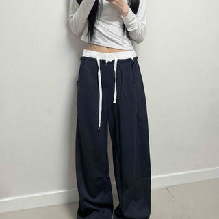 String Loose Fit Wide Plain Training Bottoms