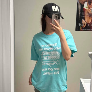 Lettering Print Oversized Daily Short Sleeve T-shirt