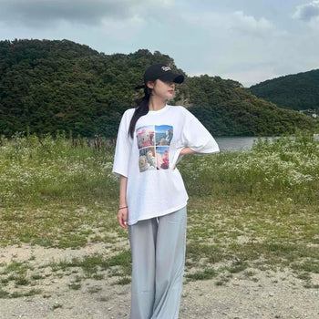 Oversized Printed Casual Daily Short Sleeve T-shirt