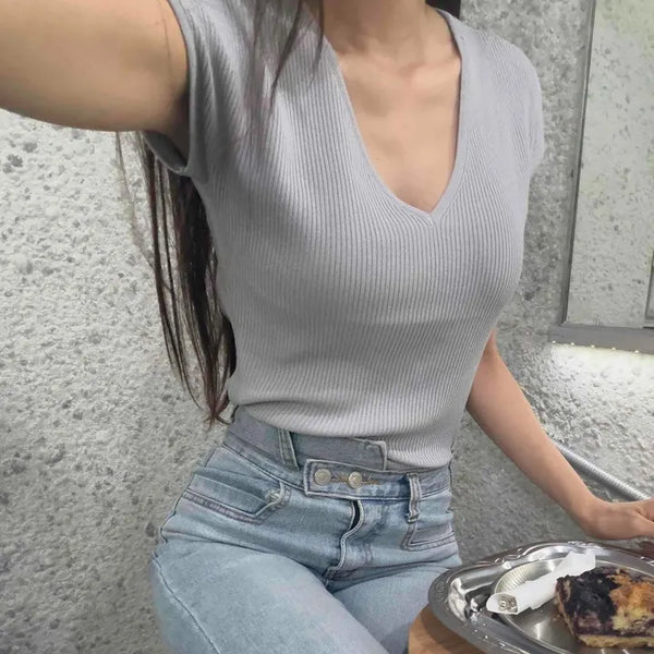Slim Fit Plain Short Sleeve Daily T-Shirt