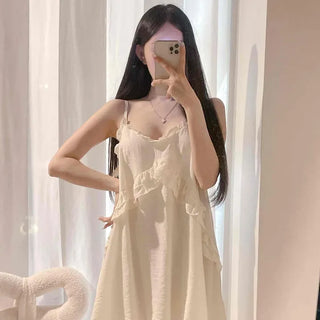 Frill Strap A-Line Plain Daily Sleeveless