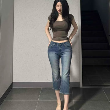 Ethel Low Washed Capri Denim Pants