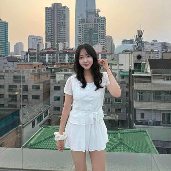 Button Shirred Plain Short Sleeve Daily Two-Piece