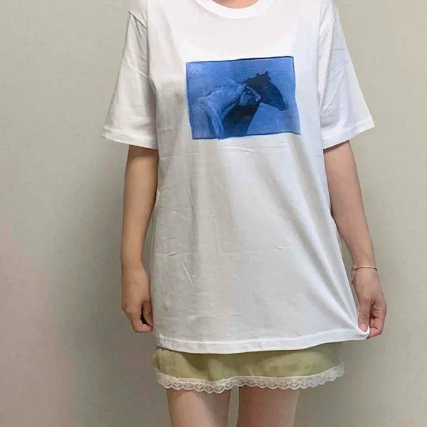Printed Oversized Daily Short Sleeve T-shirt