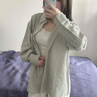 Claw Oversized Cotton Small Check Shirt