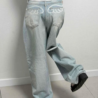 Lisha Washed Button Wide Loose Fit Daily Long Pants