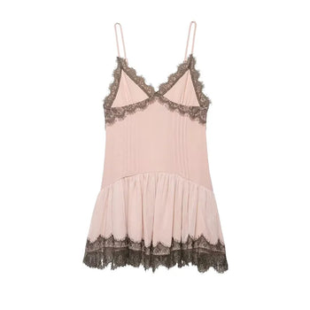 Pink Spring Brush Lace Mini Dress